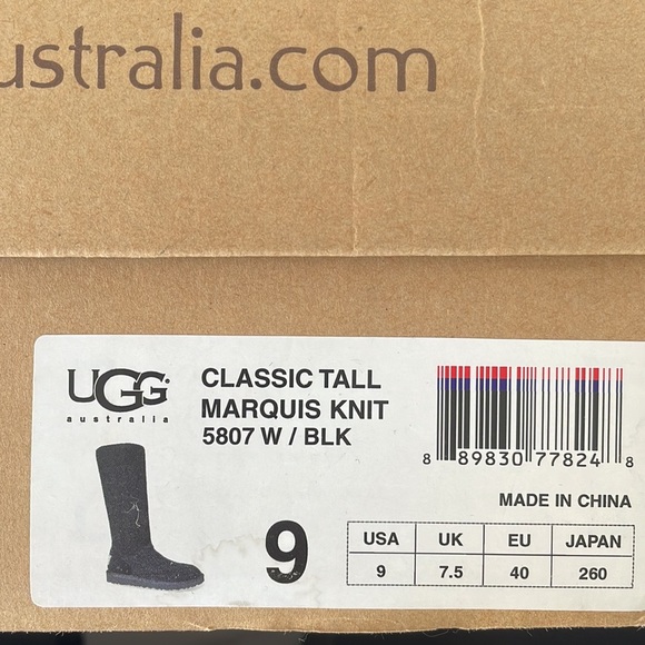 UGG Classic Tall Marquis Knit Black Womens Boots Size 9 - Picture 7 of 10